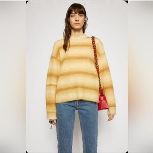 NWOT ACNE STUDIOS Sand Beige Tan Ombre Jacquard Alpaca Mohair Wool Sweater S